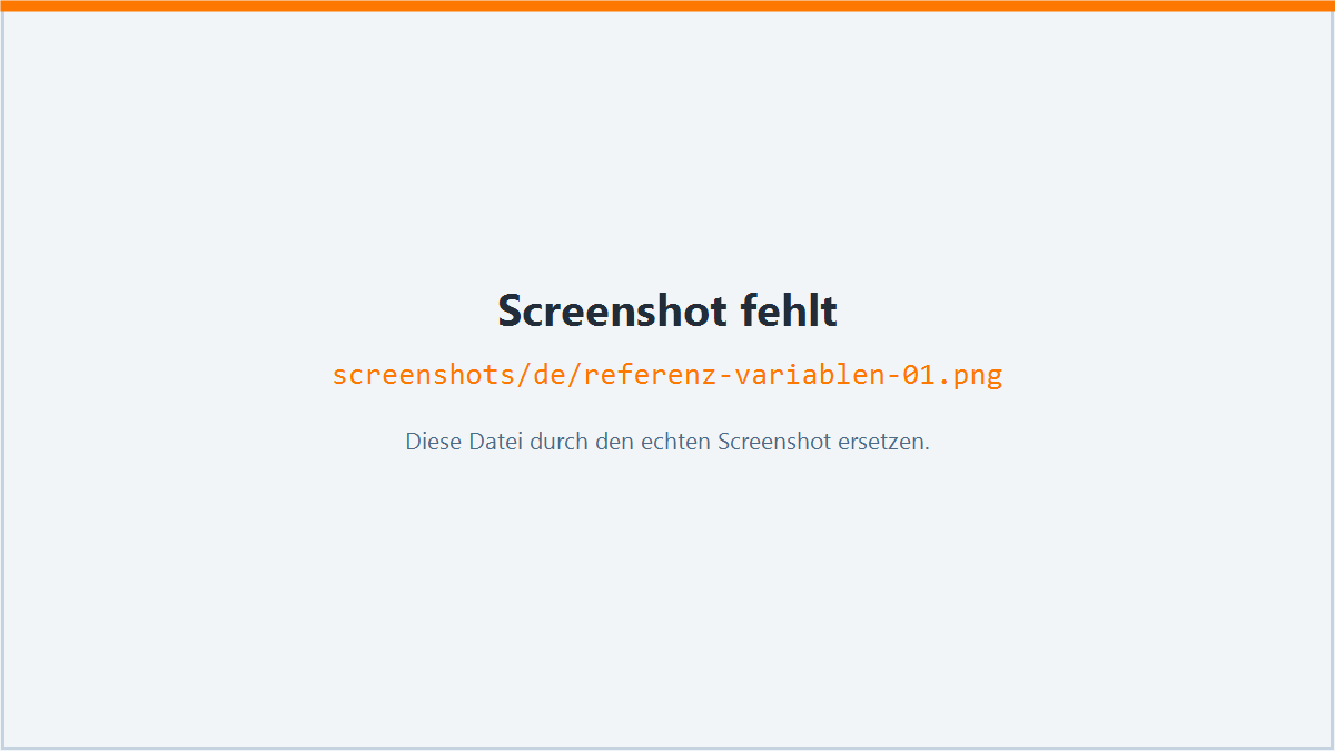 Screenshot: Variablen