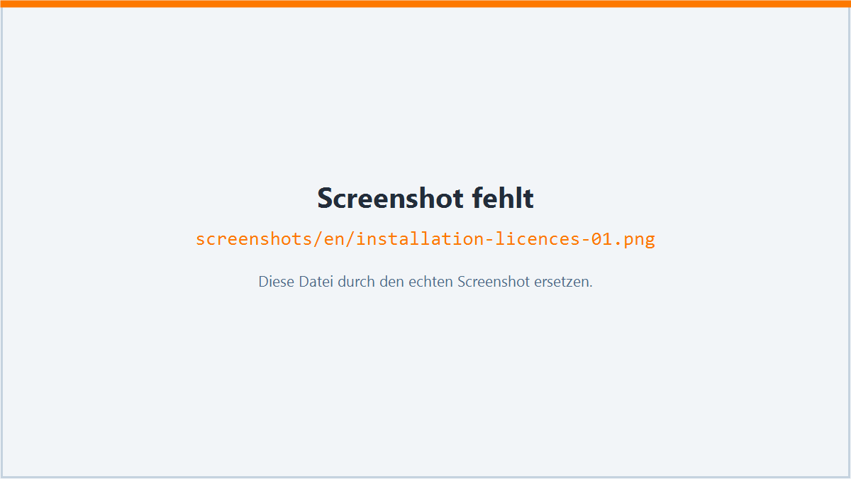 Screenshot: Licence keys